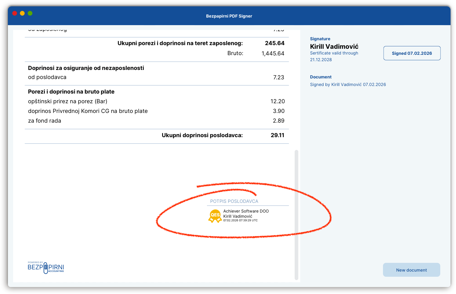 Bezpapirni PDF Signer